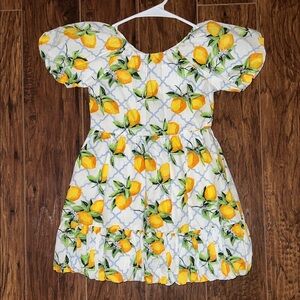 Janie and Jack Lemon Print Dress - White and Yellow